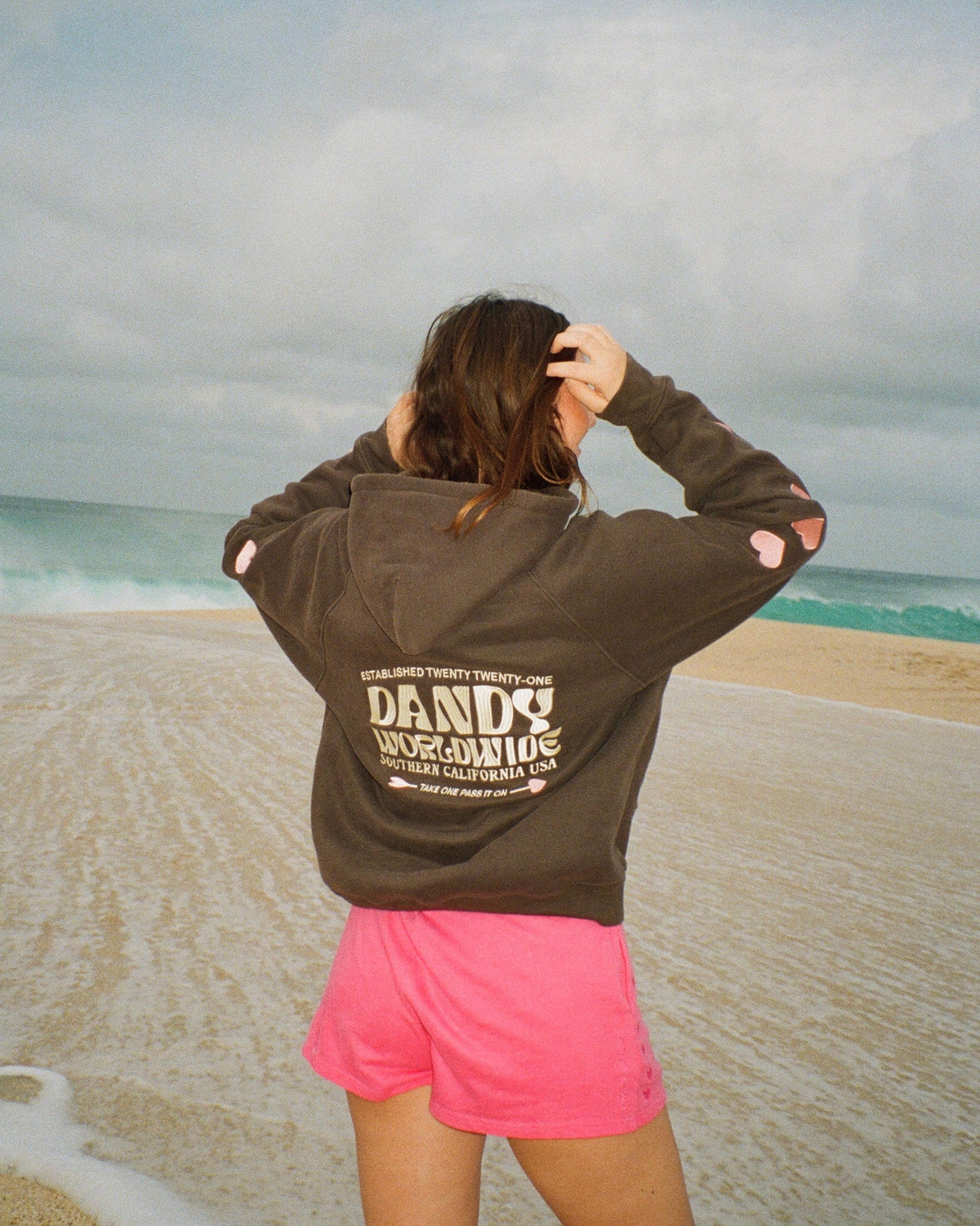 "Heart on My Sleeve" oversize’owa bluza z kapturem Lux w kolorze antracytowym