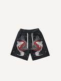 Shorts mit Fischmuster und Kordelzug an der Taille