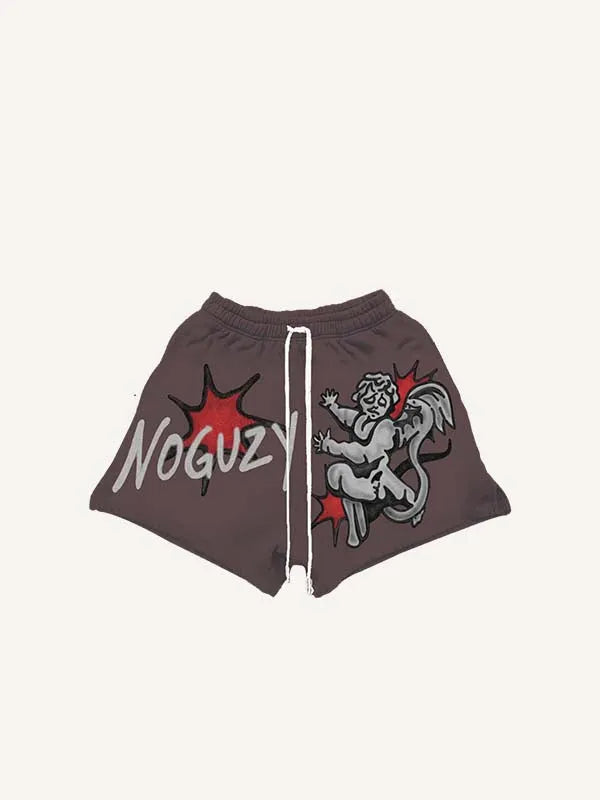 Pantaloncini con coulisse in vita e stampa grafica di figura