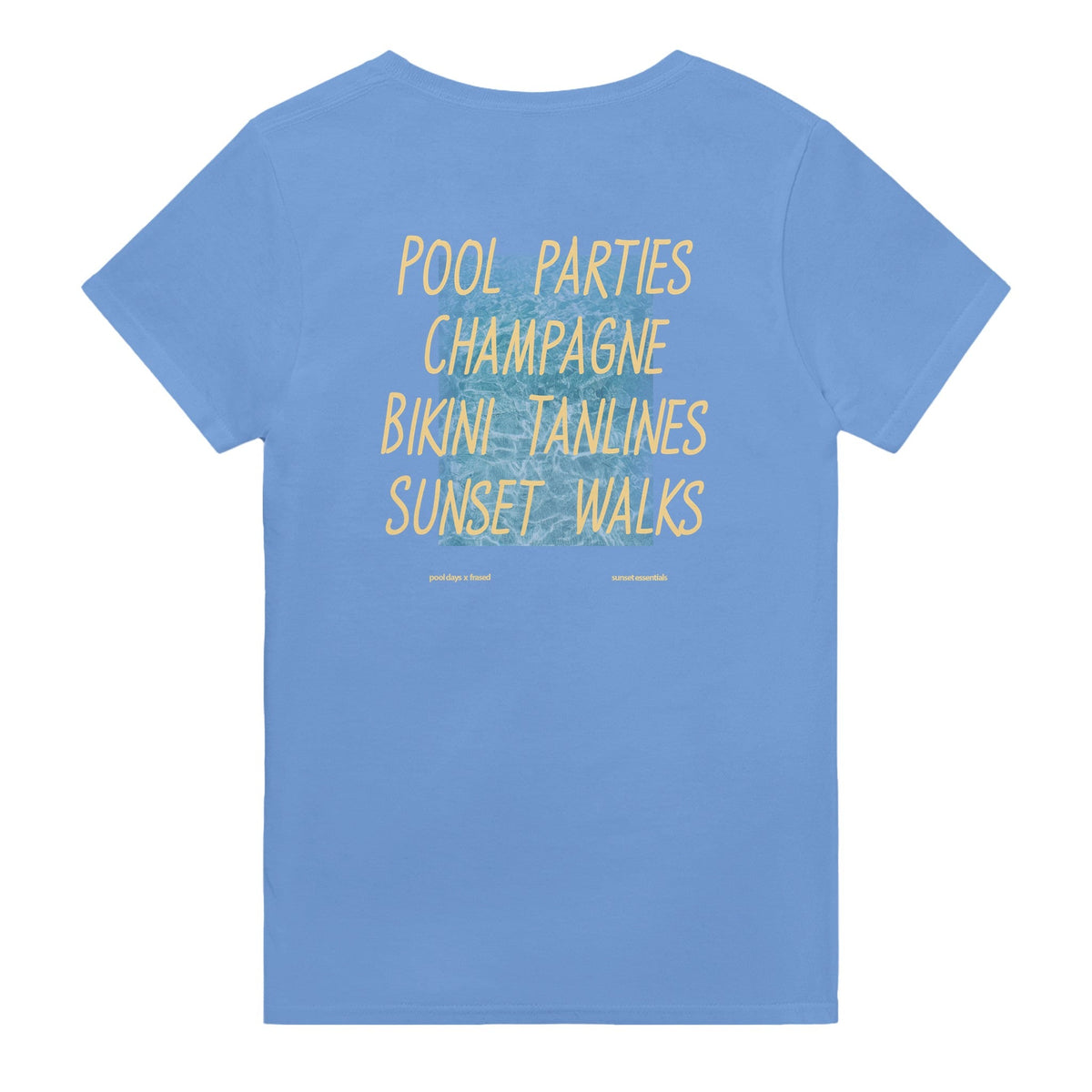 FESTE IN PISCINA. CHAMPAGNE. SEGNI DELL'ABBRONZATURA DA BIKINI. PASSEGGIATE AL TRAMONTO