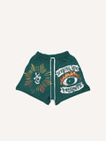 Shorts mit Kordelzug, Augen- und Feuer-Grafik- sowie Schriftzug-Print