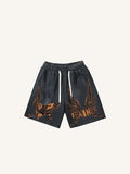 Shorts mit Kordelzug, Figure&Wing&Letter-Print