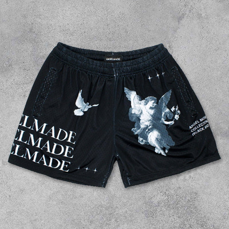 Angel Made Peace Dove Mesh Street Shorts