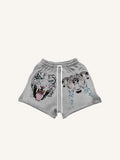 Shorts mit Tiger- & Grafikprint und Kordelzug in der Taille