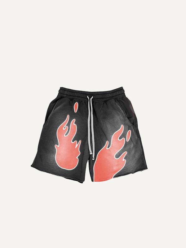 Shorts mit Kordelzug und Feuer-Print