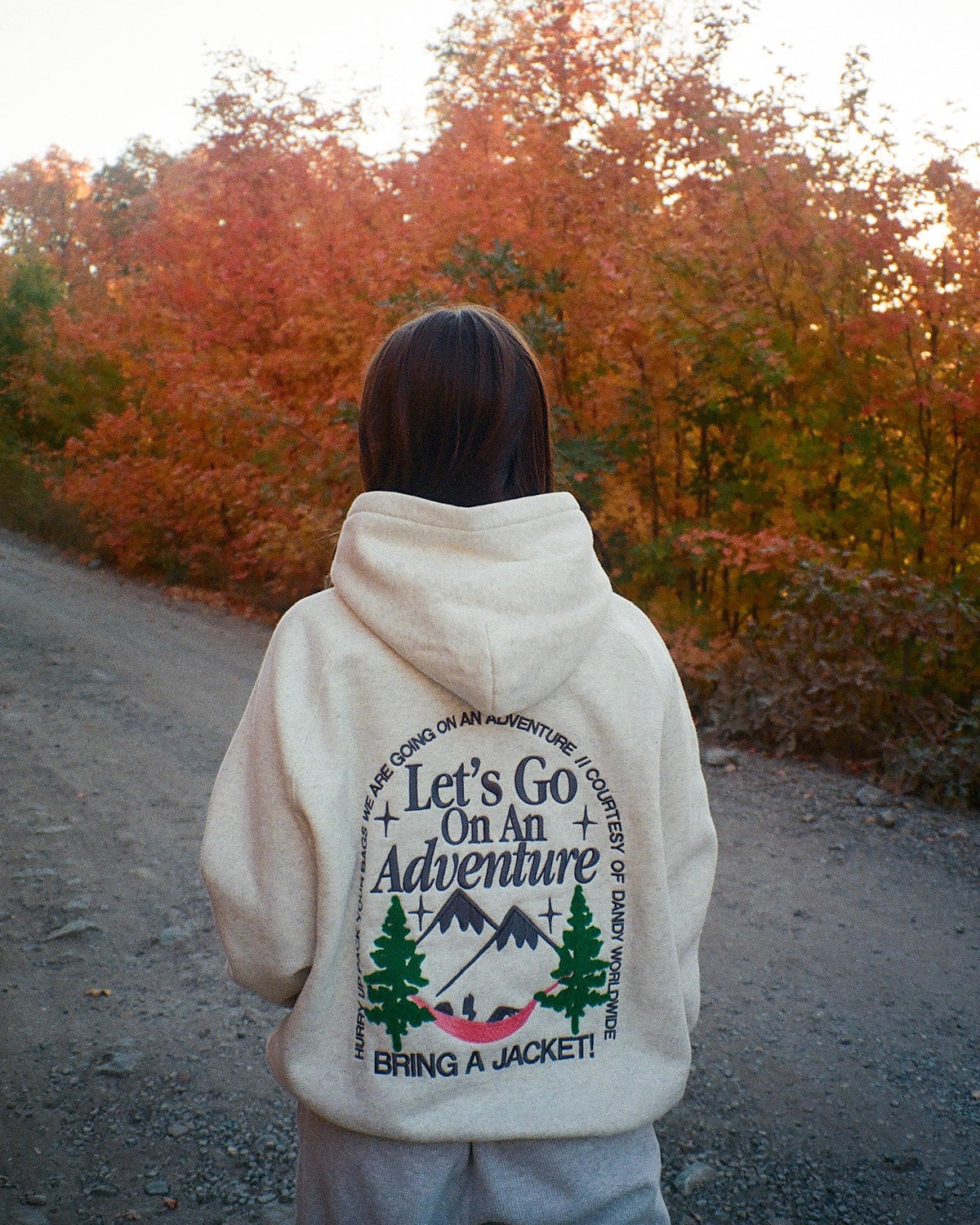 "Let's Go On An Adventure" oversize’owa bluza z kapturem Lux w kolorze melanżowej szarości