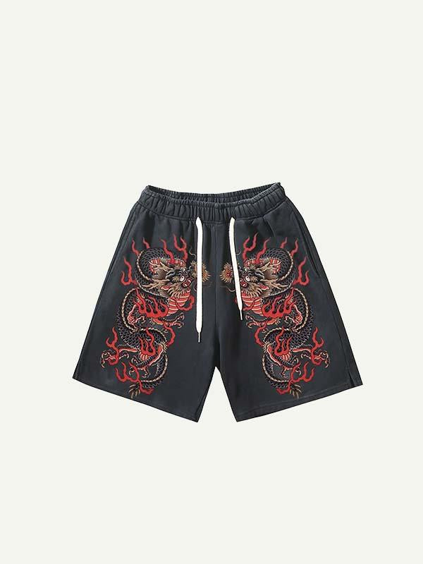 Short met vuurdrakenprint en trekkoord in de taille