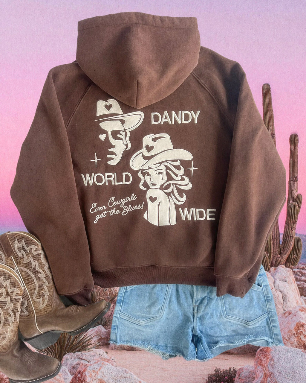 "Cowgirl" Oversized Lux Hoodie in Brown