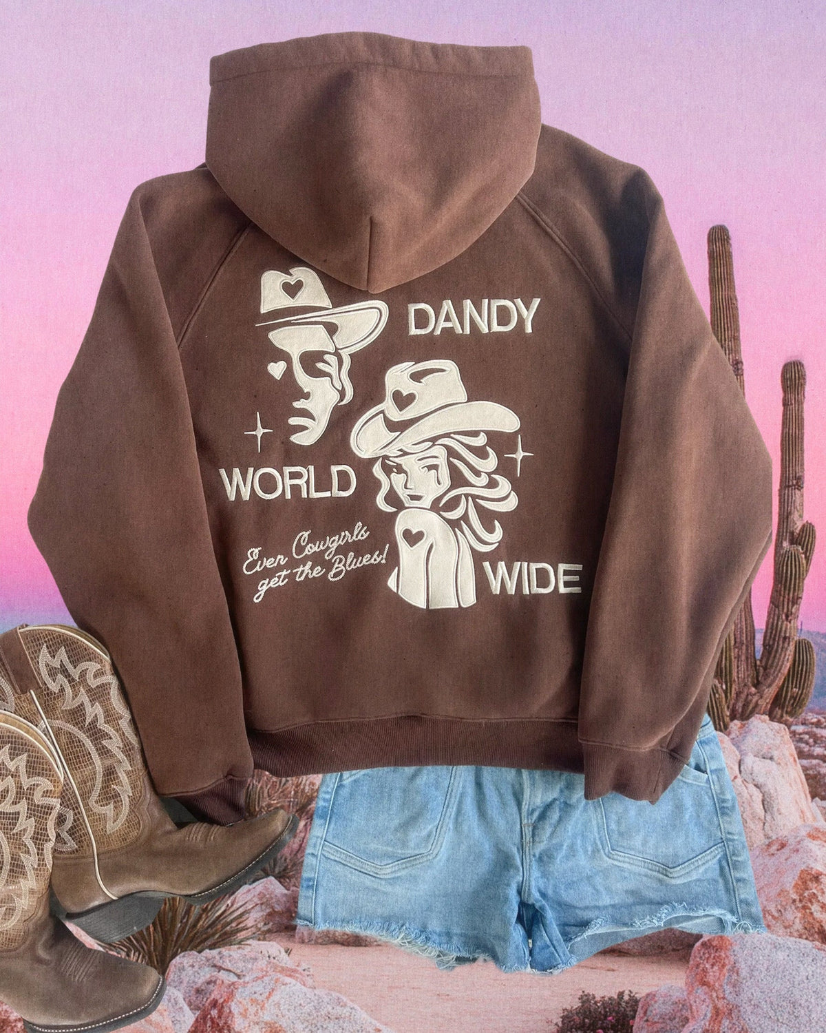 "Cowgirl" Oversized Lux Hoodie in Brown