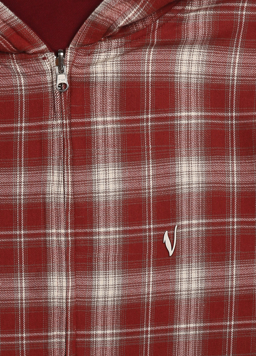 Sweat à capuche zippé réversible à carreaux V2 (Bordeaux/Rouge)