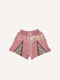 Shorts mit Blumen- und Buchstabenmuster und Kordelzug an der Taille