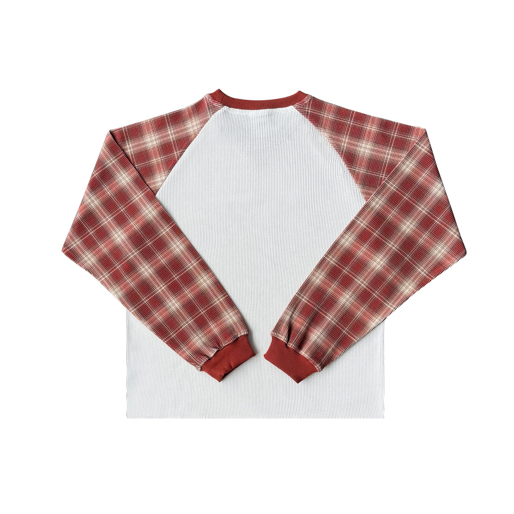 BLUZA WAFFLE Z DŁUGIMI RĘKAWAMI - winny