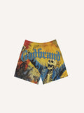 Shorts mit Kordelzug, Skelett-, Grafik- und Buchstaben-Print