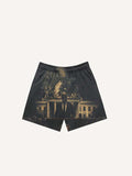 Skeleton&Graphic&Letter Print Drawstring Waist Shorts