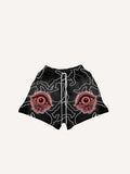 Eye&Graphic Faux Decal Print Drawstring Waist Shorts