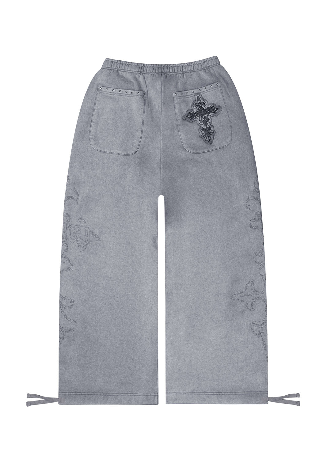 FERAL SWEATPANTS MET NIETEN, OVERSIZED, GEWASSEN GRIJS