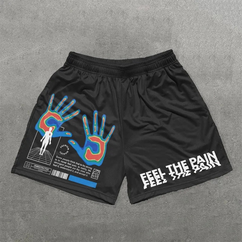 Shorts de malla estampados «Feel The Pain»