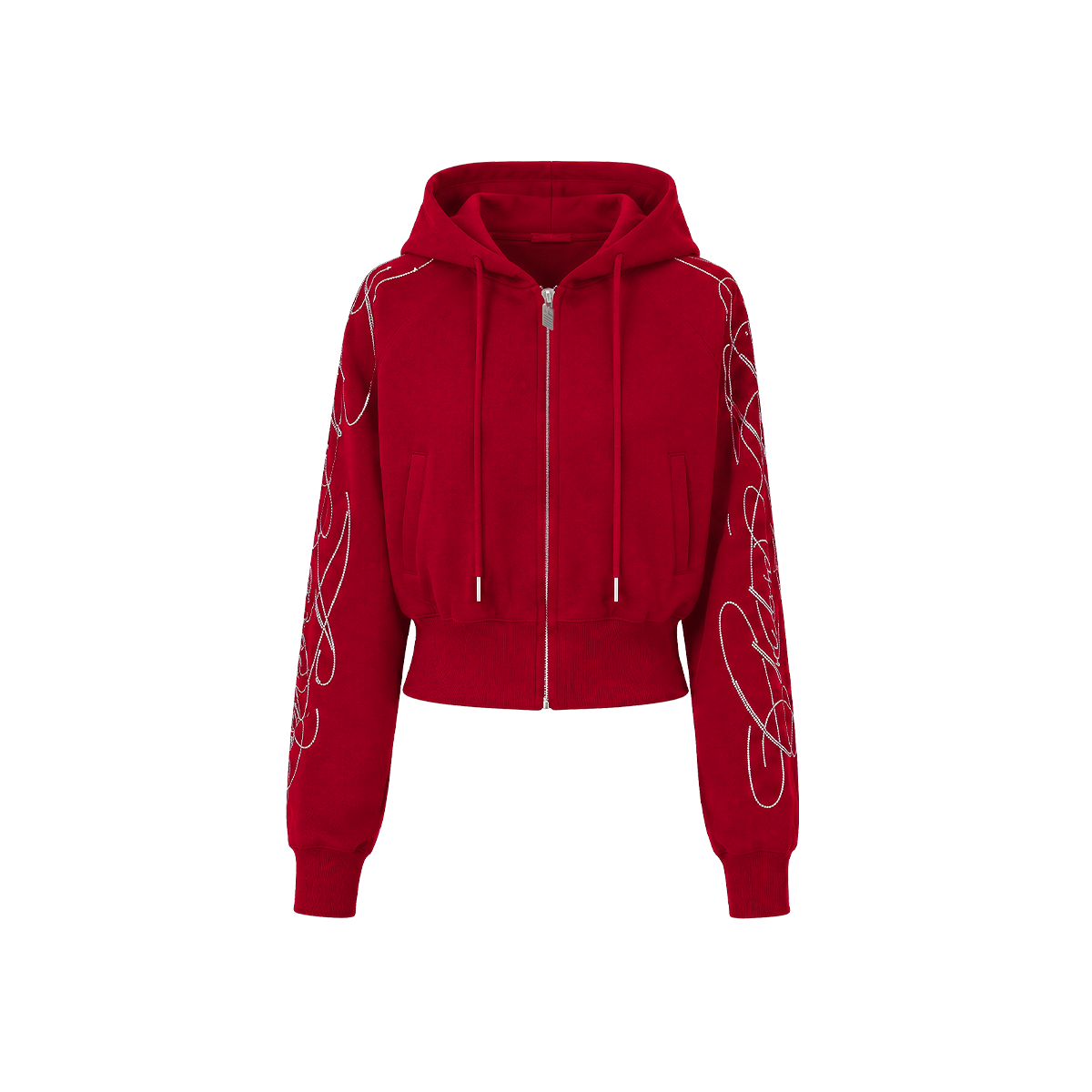 Hoodie met strass-steentjes en rits