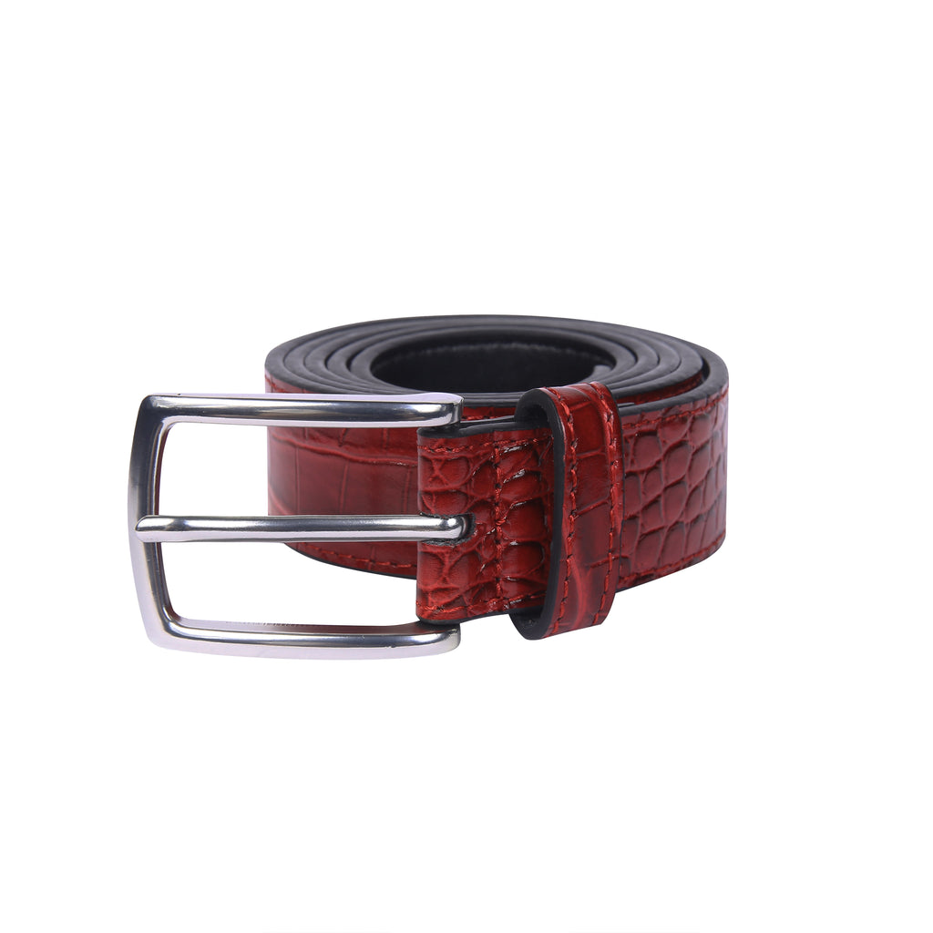 OXBLOOD CROC BELT