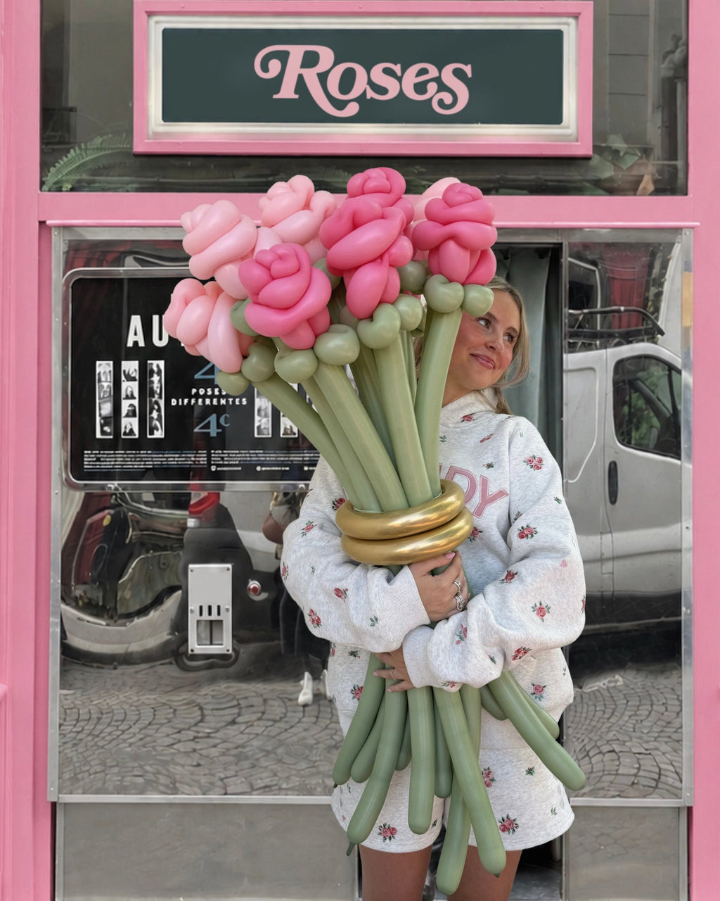 "Roses" Oversized Lux Hoodie in Heather Gray