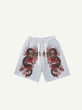 Shorts à cordon de serrage avec motif dragon de feu