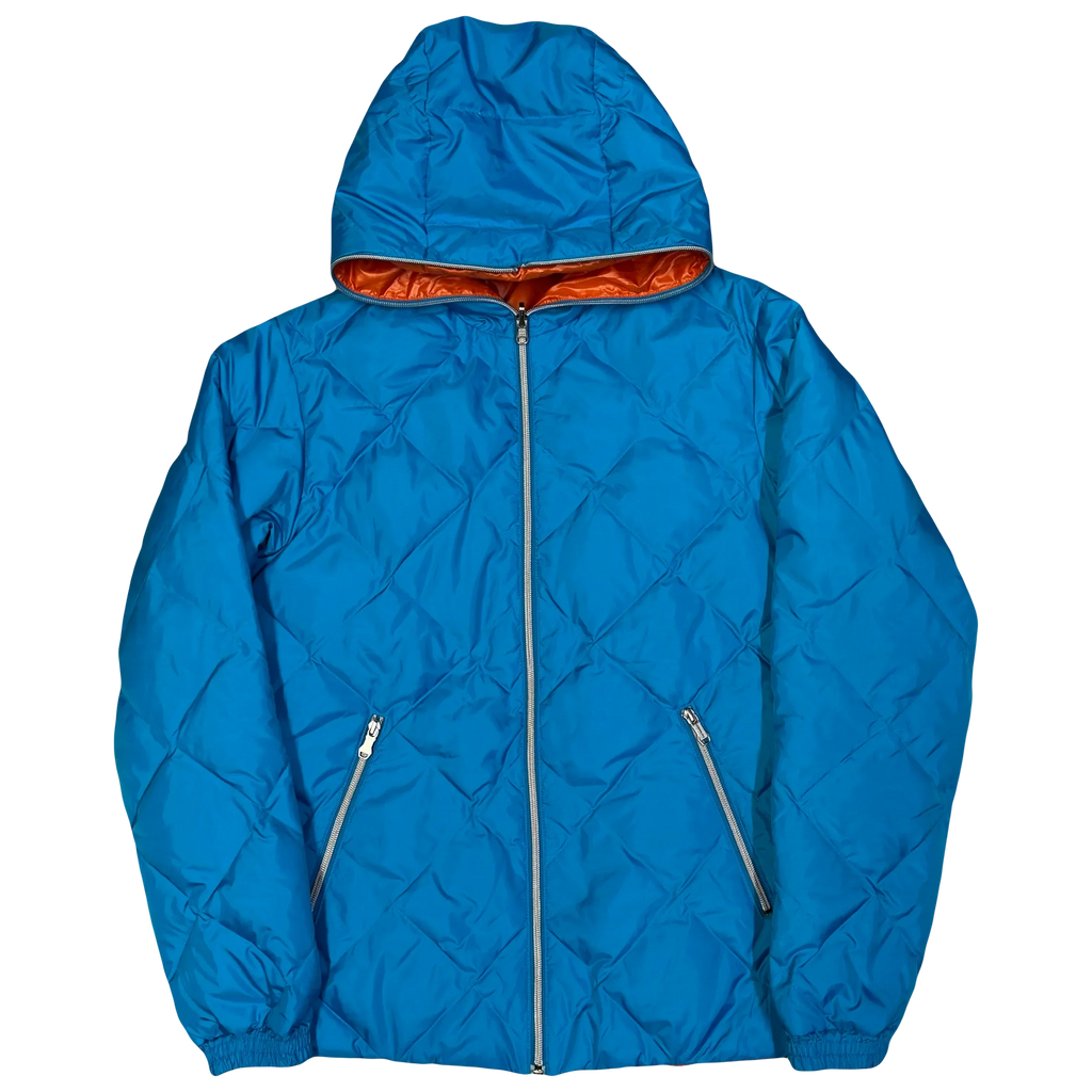 Final Sizes: Diamond Stitch Reversible Puffer Jacket In Blue & Orange