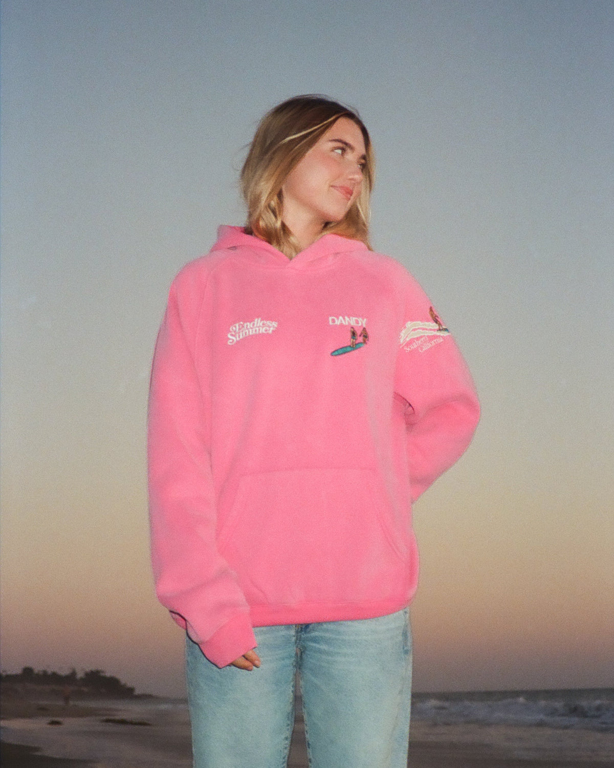 "Endless Summer" Luksusowa bluza z kapturem o kroju oversize w kolorze spranego vintage różu