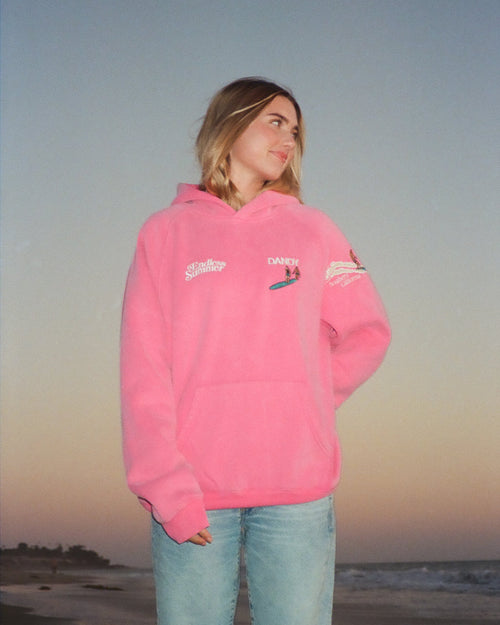 "Endless Summer" Luksusowa bluza z kapturem o kroju oversize w kolorze spranego vintage różu
