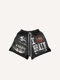 Shorts mit Tunnelzug und Zähne- sowie Buchstaben-Print