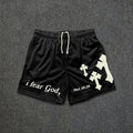 Shorts en maille à imprimé graphique "I Fear God"