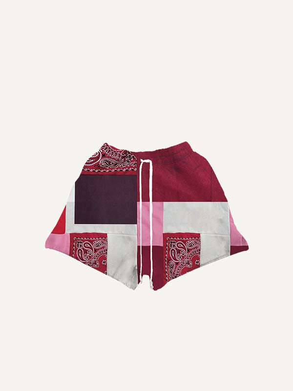 Shorts mit Colorblock-Paisley-Muster und Kordelzug in der Taille