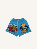 Shorts mit Alien-, UFO- und Schrift-Print sowie Kordelzug in der Taille