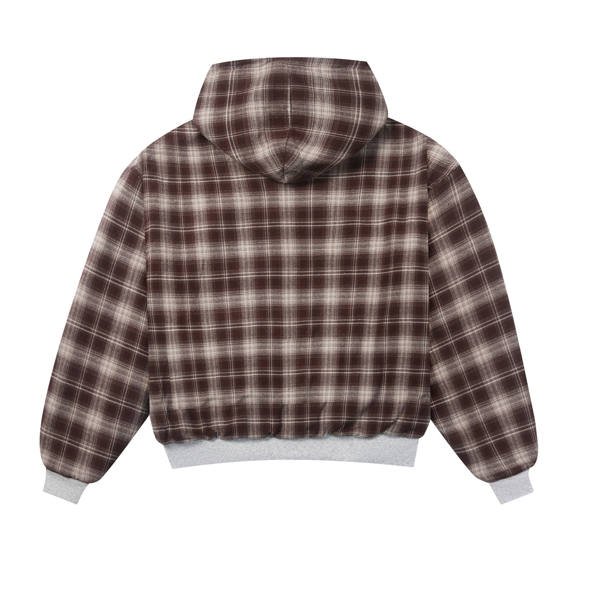 Sweat à capuche zippé réversible à carreaux V2 (Gris foncé/Moka)