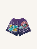 Skeleton&Mouth&Figure&Letter&Graphic Faux Decal Print Drawstring Waist Shorts