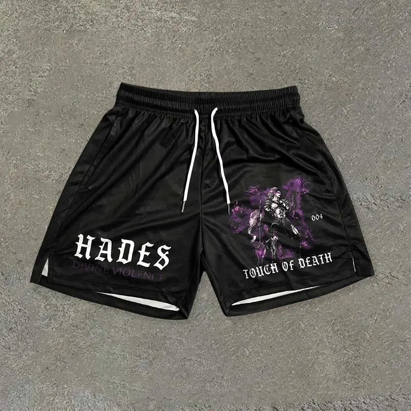Hades Print Lässige Street-Mesh-Shorts