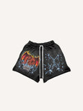 Demon&Graphic&Letter Print Drawstring Waist Shorts