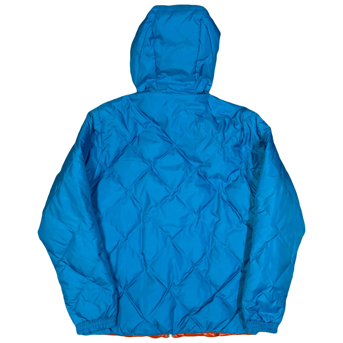 Laatste maten: omkeerbare pufferjas met ruitstiksel in blauw en oranje