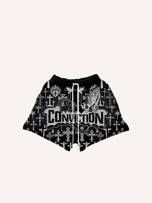 Shorts à taille cordon avec imprimé croisé