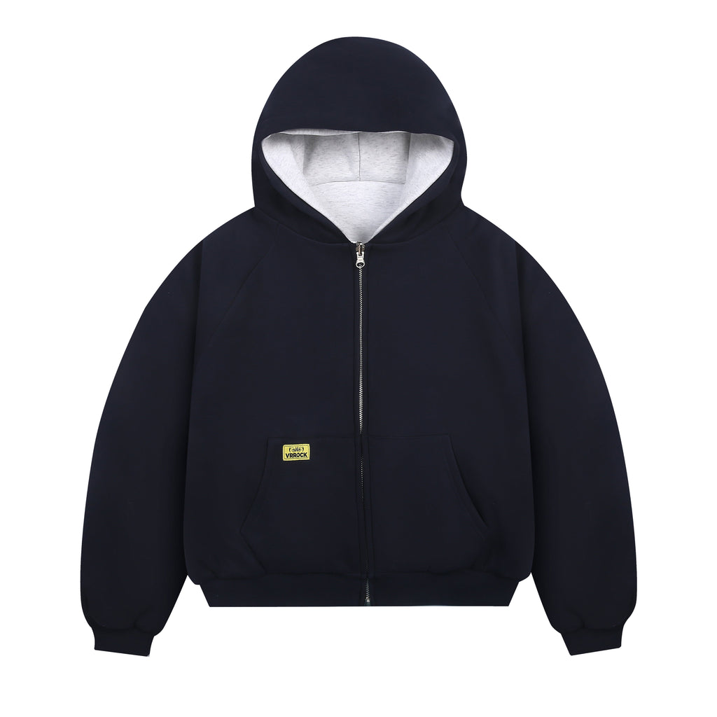 Wendbarer Zip-Hoodie mit doppelter Kapuze (Marine/Grau)