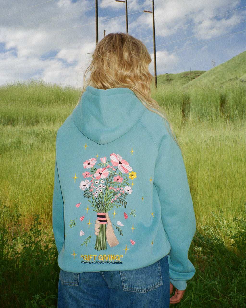 Sweat à capuche oversize « Gift Giving » de luxe en bleu