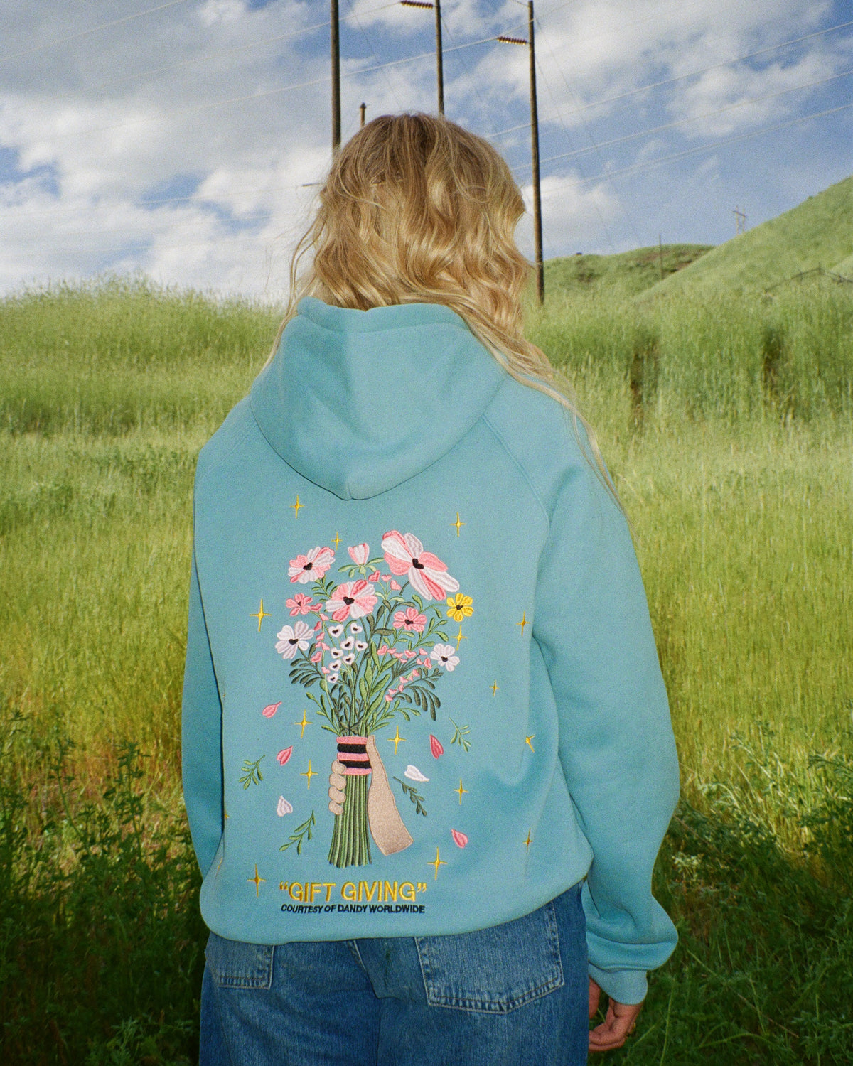 Sweat à capuche oversize « Gift Giving » de luxe en bleu