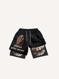 Shorts à taille cordon avec imprimé lettres et effet deux pièces