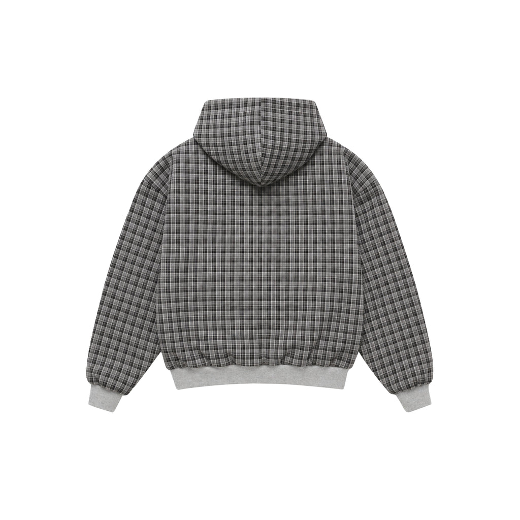 Reversible Plaid Zip-Hoodie V2 (Light Grey/Slate Grey )