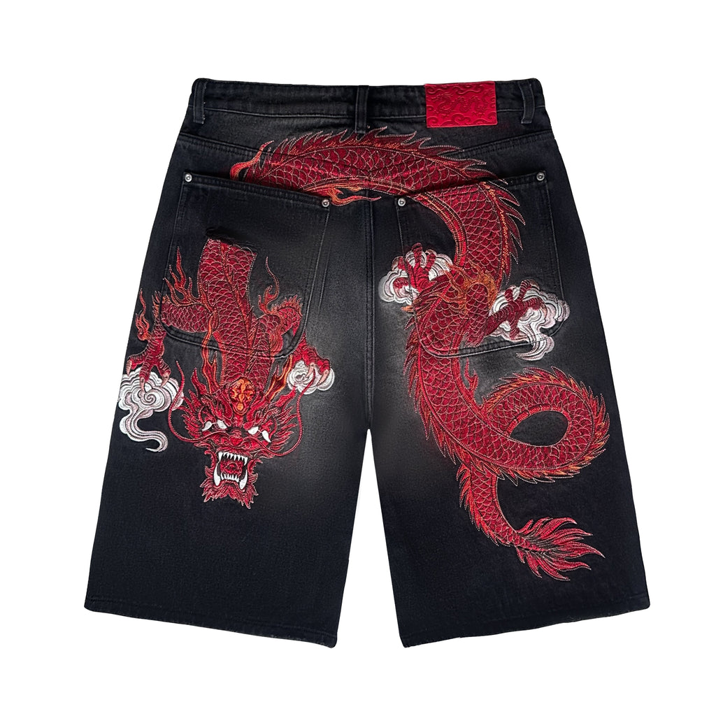 Jorts baggy « Crimson Rift » motif dragon
