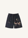 Shorts mit Batman-Print, Used-Look und Kordelzug am Bund