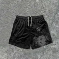 Vintage Jesus-Print-Mesh-Shorts mit Kordelzug