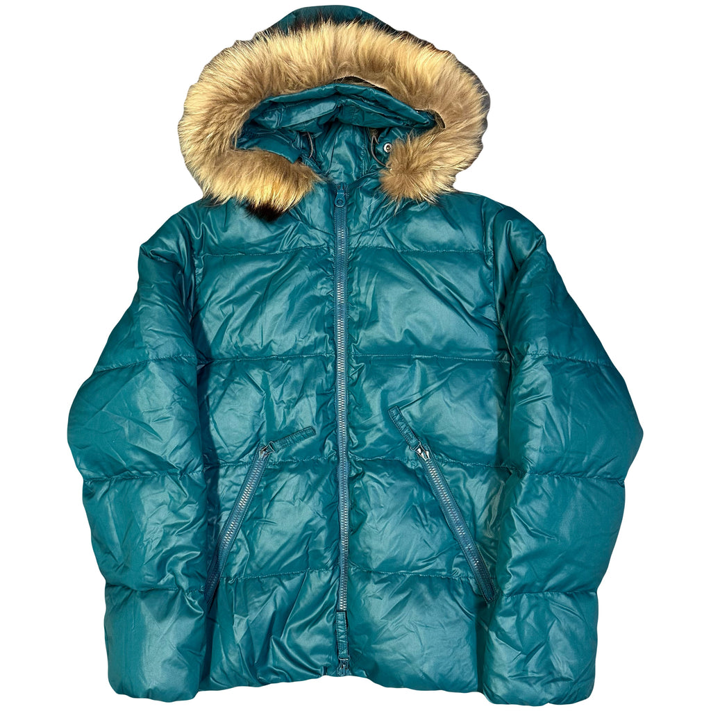Final Sizes: Fur Hood Puffer Jacket In Blue