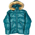 Final Sizes: Fur Hood Puffer Jacket In Blue