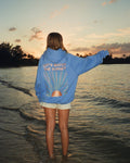 "Let's Watch the Sunset" oversize’owa bluza z kapturem Lux w kolorze niebieskim