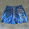 Vintage Flame Graphic Casual Street Mesh Shorts